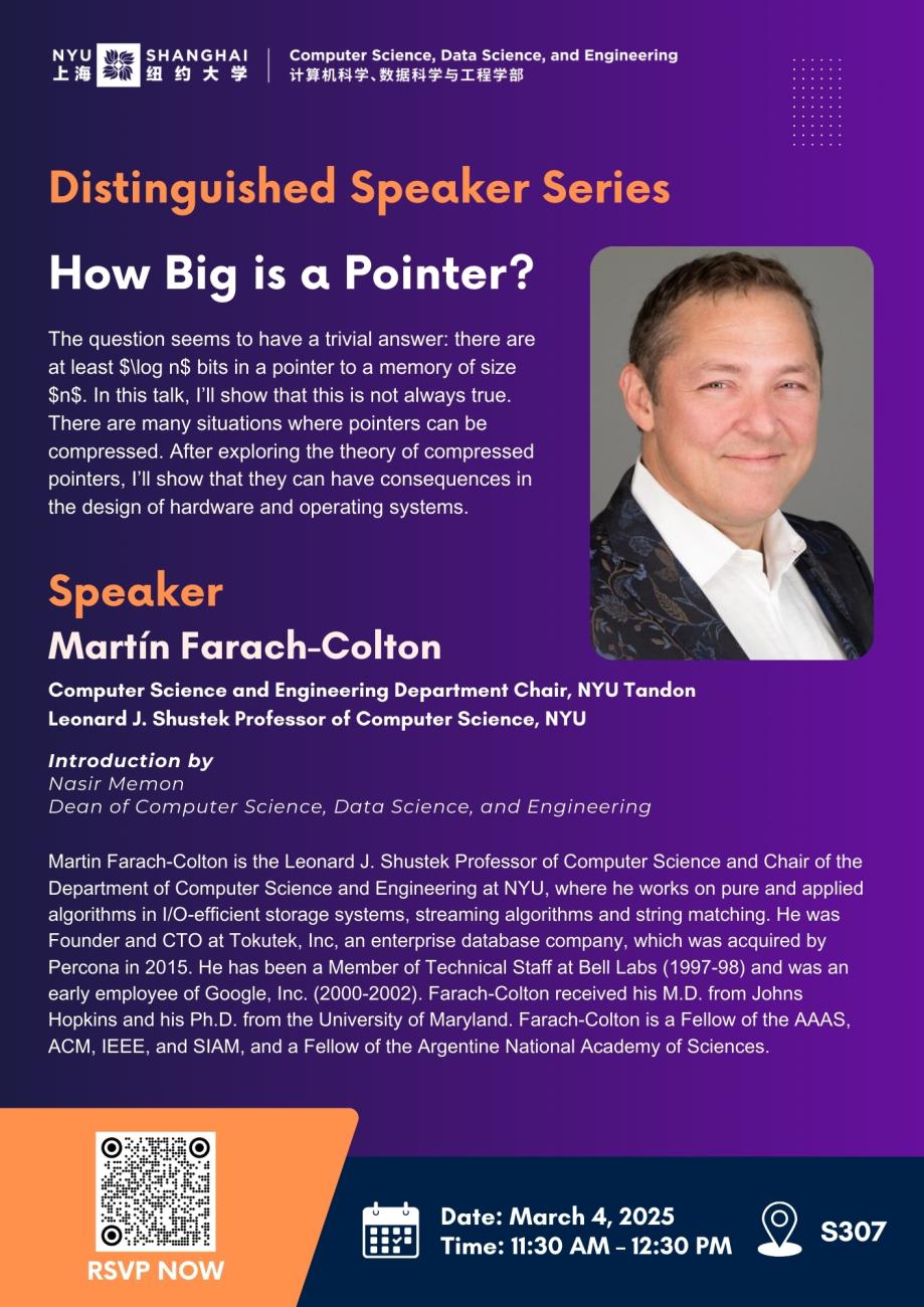 Distinguished Speaker Series｜How Big is a Pointer?｜Martín Farach-Colton