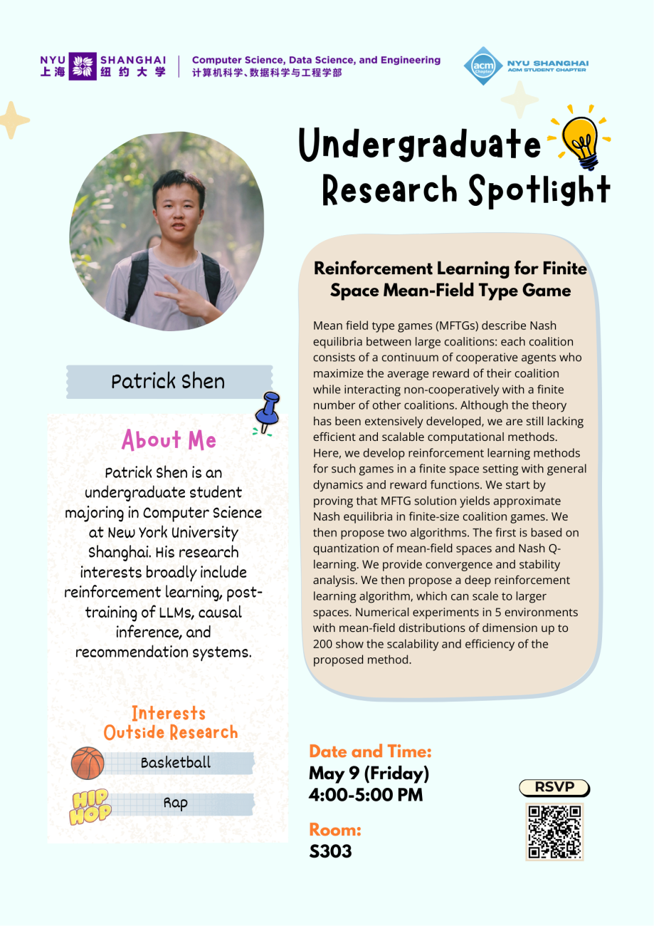 Undergraduate Research Spotlight: Reinforcement Learning for Finite Space Mean-Field Type Game